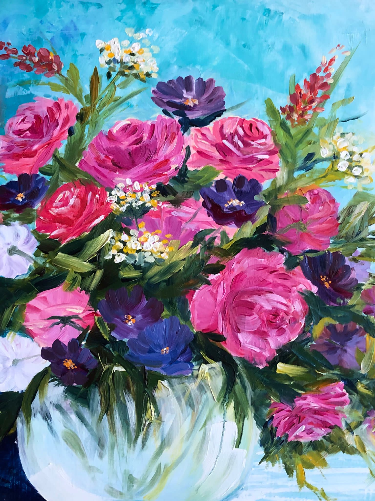 Rose e fiori in vaso vetro Medici Marisa